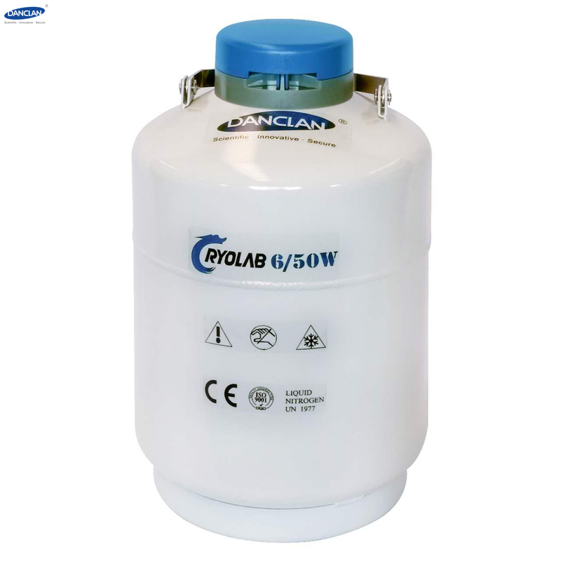 6 Liters Lab Animal Sperm Semen Storage Portable Dewar Laboratory Liquid Nitrogen Tank Neck 50mm Livestock 