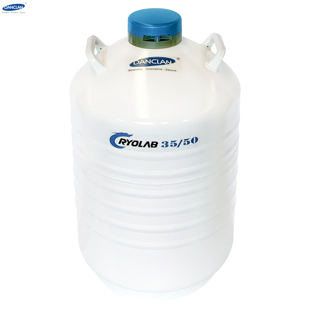 35Liters Transport Type Lab Animal Sperm Semen Storage Portable Dewar 50mm Neck Opening Laboratory Liquid Nitrogen Tank 125 Days Working Duration Livestock 